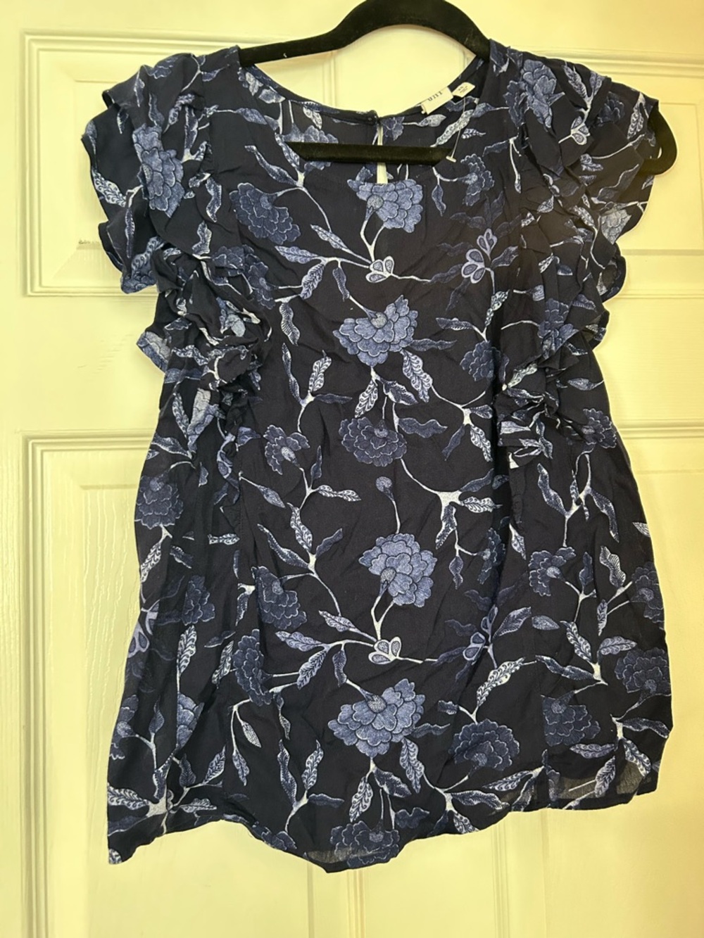 Women’s Navy Floral Ruffle Sleeve Top - Gap